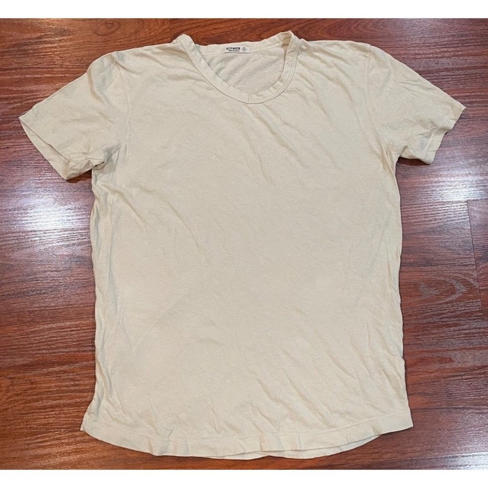 Buck Mason Cream Short Sleeve Cotton Crewneck Tee